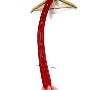 Morgan Taylor red leather belt with gold accents